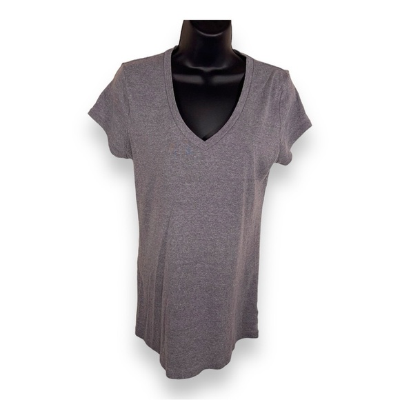 MEDIUM MATERNITY LIZ LANGE GREY VNECK TEE SHORT SLEEVE STRETCH - Picture 1 of 10